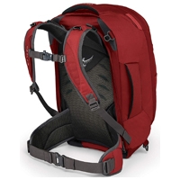 Osprey Farpoint 40 in red with straps
