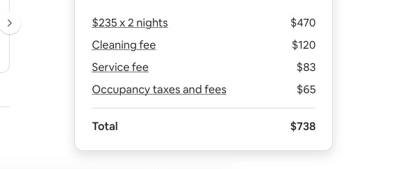 Airbnb fees